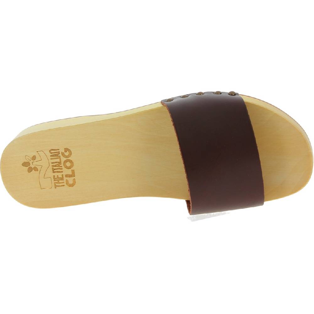 Lartigiano Del Cuoio Zoccoli Artigianali Da Uomo Con Fascia In Pelle Marrone Scuro