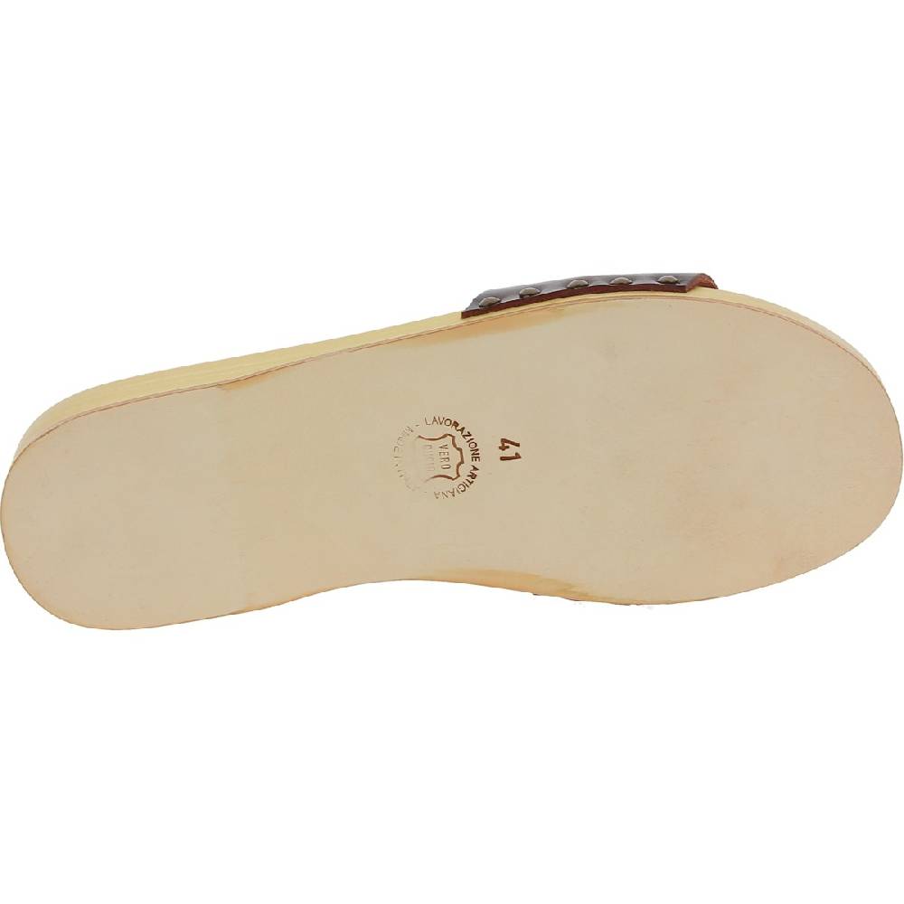 Lartigiano Del Cuoio Zoccoli Artigianali Da Uomo Con Fascia In Pelle Marrone Scuro