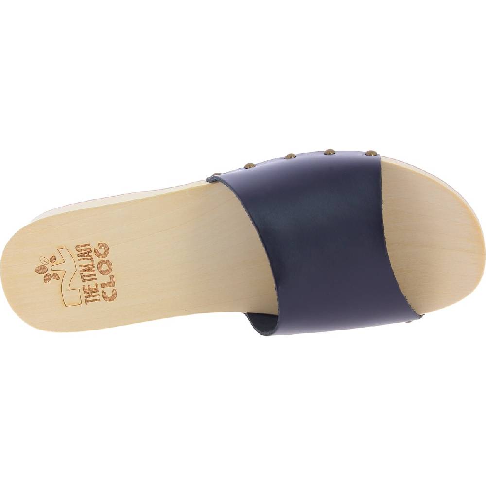 Lartigiano Del Cuoio Zoccoli Di Legno Uomo Con Fascia Larga In Pelle Nera Artigianali