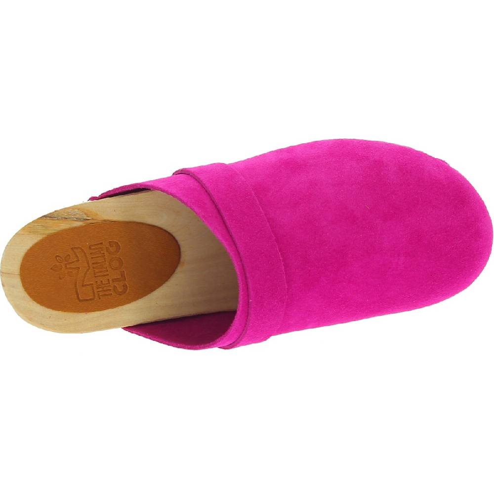 Lartigiano Del Cuoio Zoccoli In Legno Con Tomaia Chiusa In Pelle Scamosciata Rosa