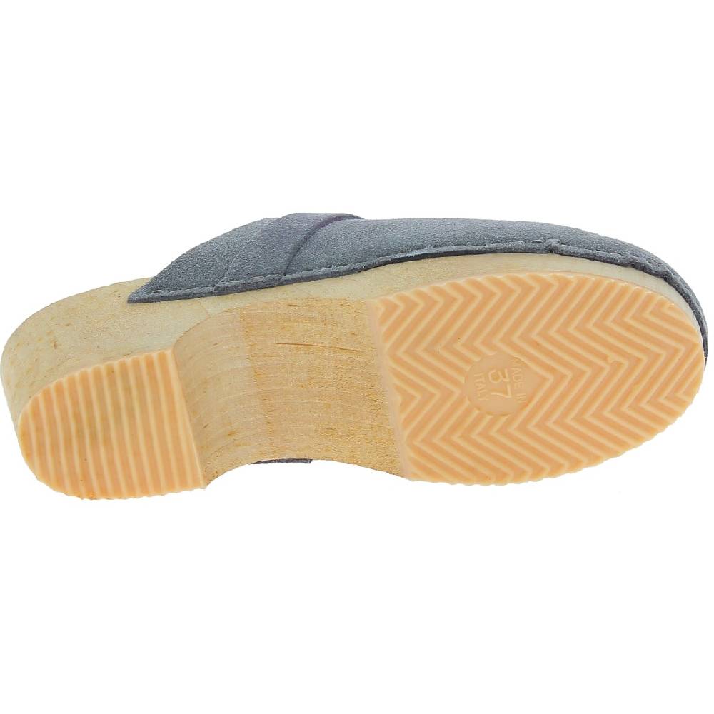 Lartigiano Del Cuoio Zoccoli In Legno Da Donna Con Tomaia Chiusa In Pelle Scamosciata Grigia