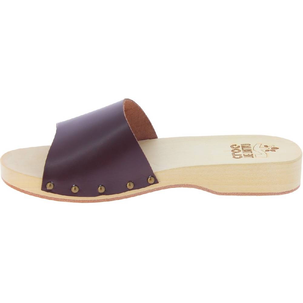 Lartigiano Del Cuoio Zoccoli In Legno Da Uomo Con Fascia Larga In Pelle Color Testa Di Moro