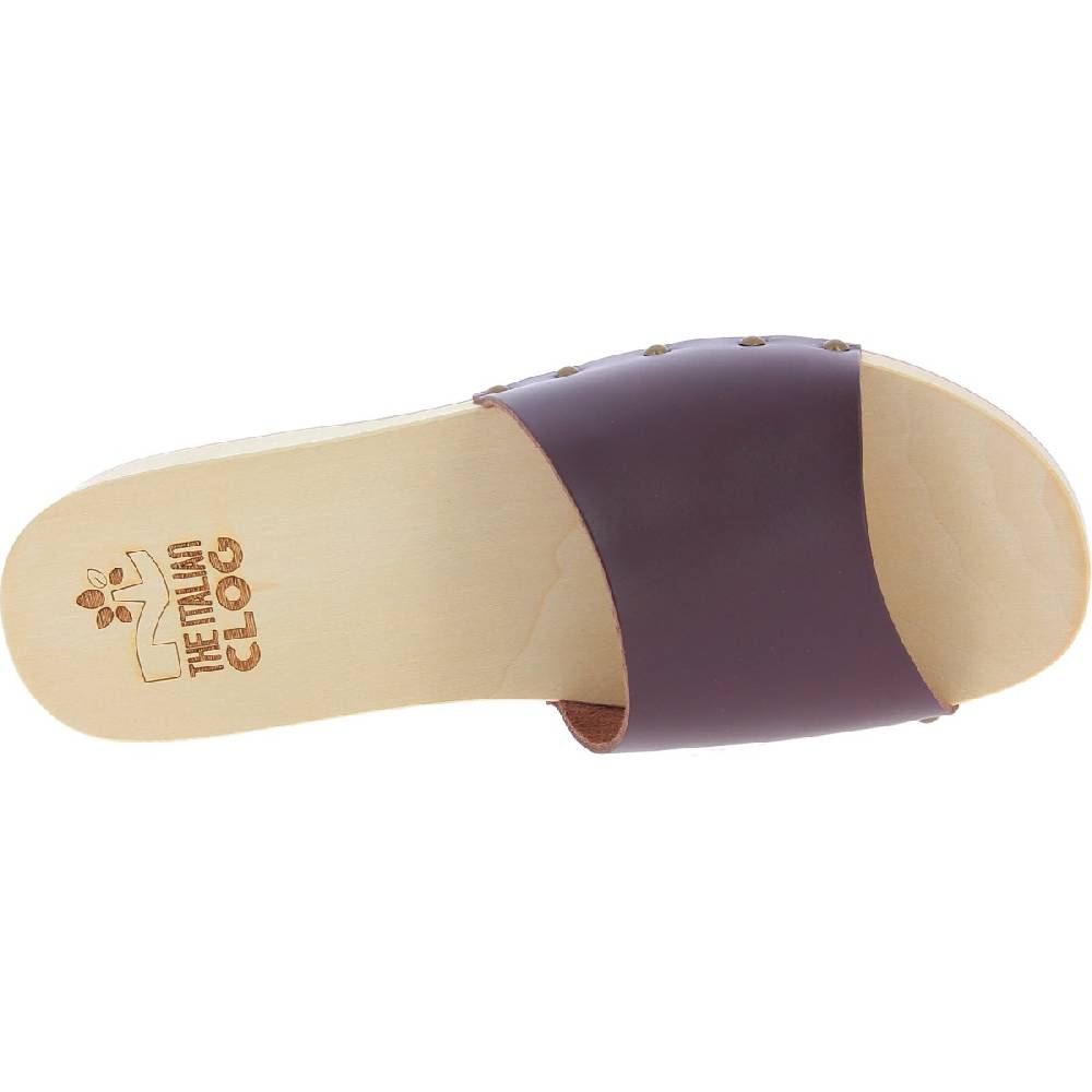 Lartigiano Del Cuoio Zoccoli In Legno Da Uomo Con Fascia Larga In Pelle Color Testa Di Moro