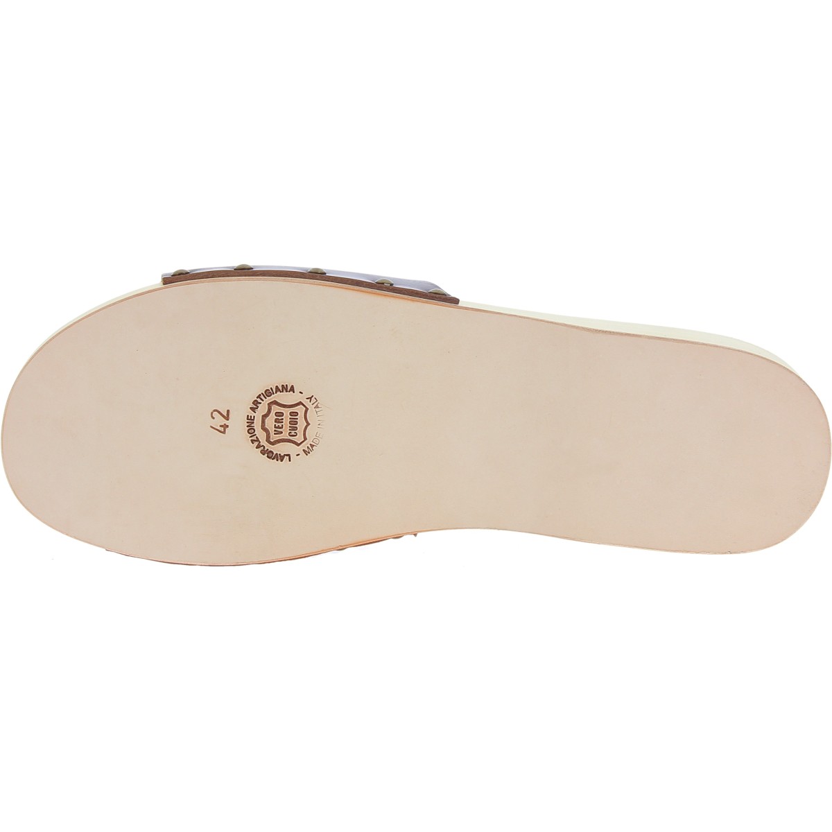 Lartigiano Del Cuoio Zoccoli In Legno Da Uomo Con Fascia Larga In Pelle Color Testa Di Moro