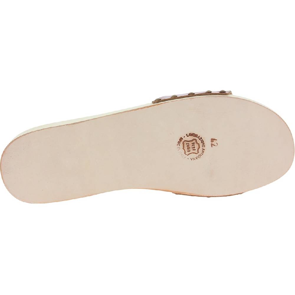 Lartigiano Del Cuoio Zoccoli In Legno Donna Con Fascia Regolabile In Pelle Color Cuoio