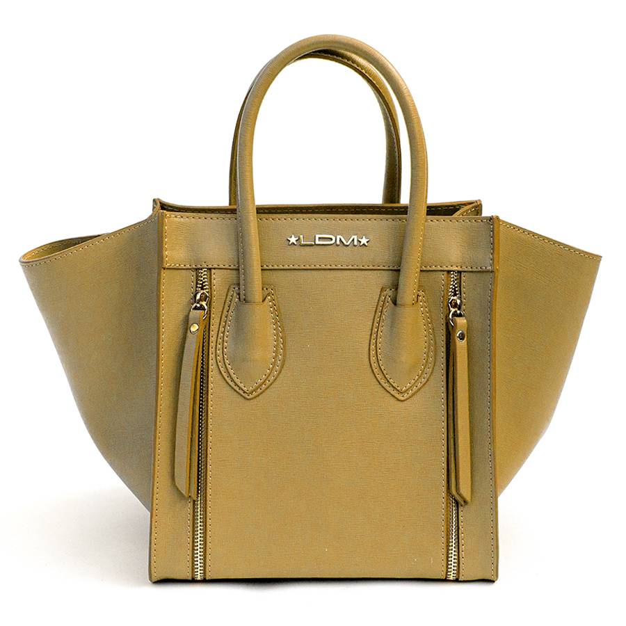 Laura Di Maggio ALIA – Borsa a trapezio in pelle saffiano senape