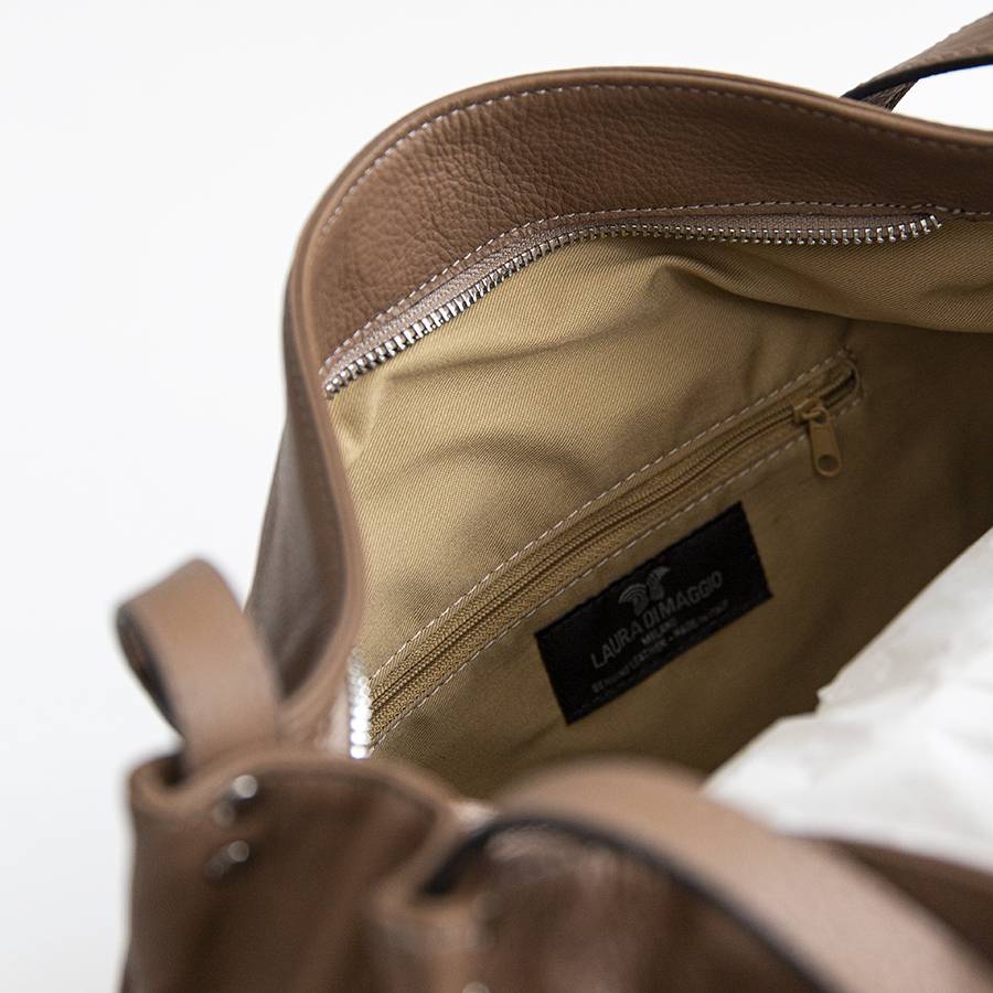 Laura Di Maggio AMBROSIA – Shopping In Pelle Nappa Taupe