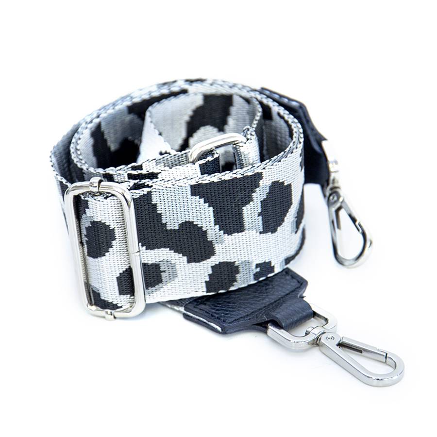 Laura Di Maggio ANIMAL – tracolla con trama animalier argento, nero e bianca