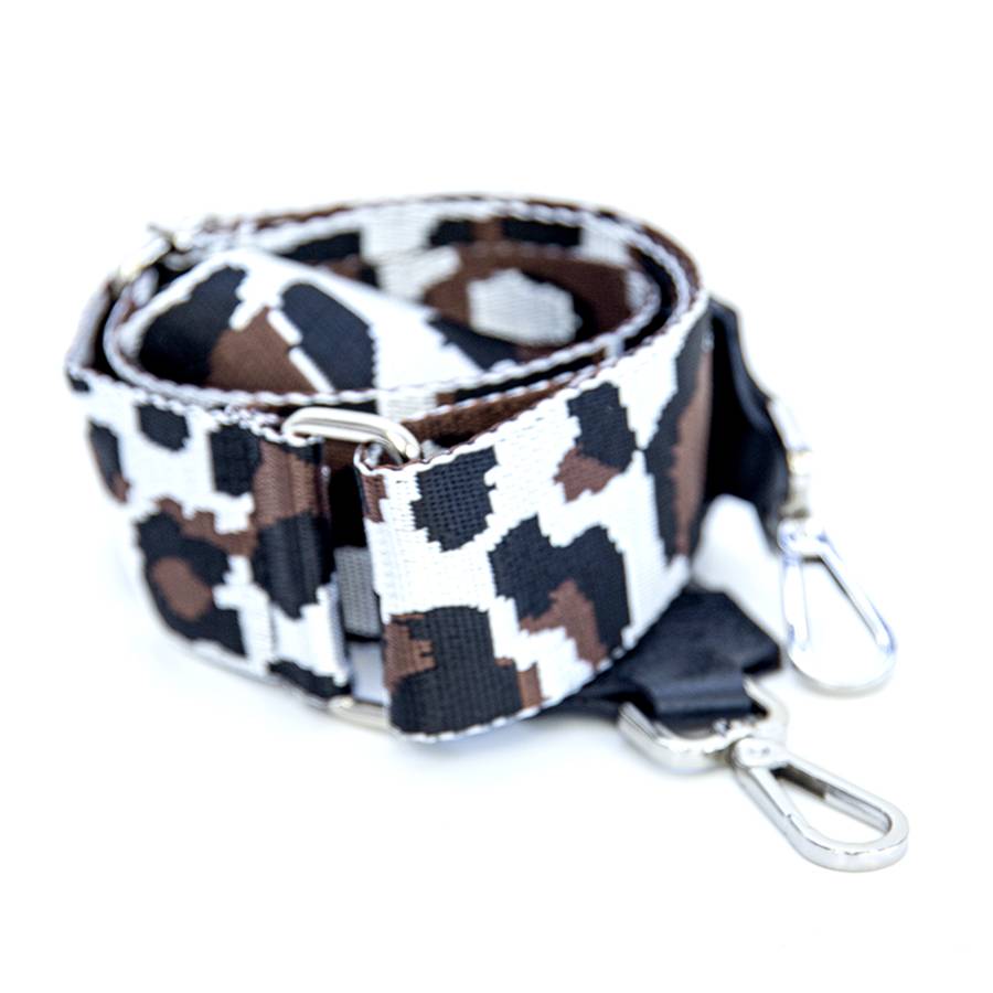 Laura Di Maggio ANIMAL – tracolla in tessuto con trama animalier bianca, nera e marrone