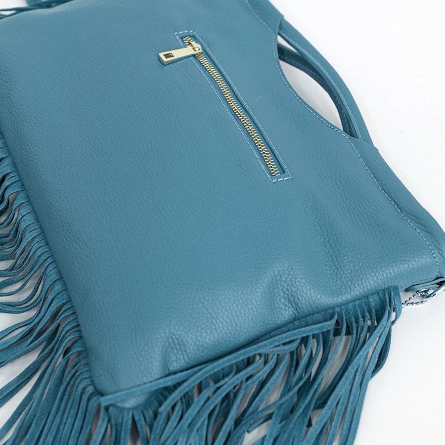 Laura Di Maggio ARIZONA – Borsa A Mano In Pelle Con Frange Azzurra