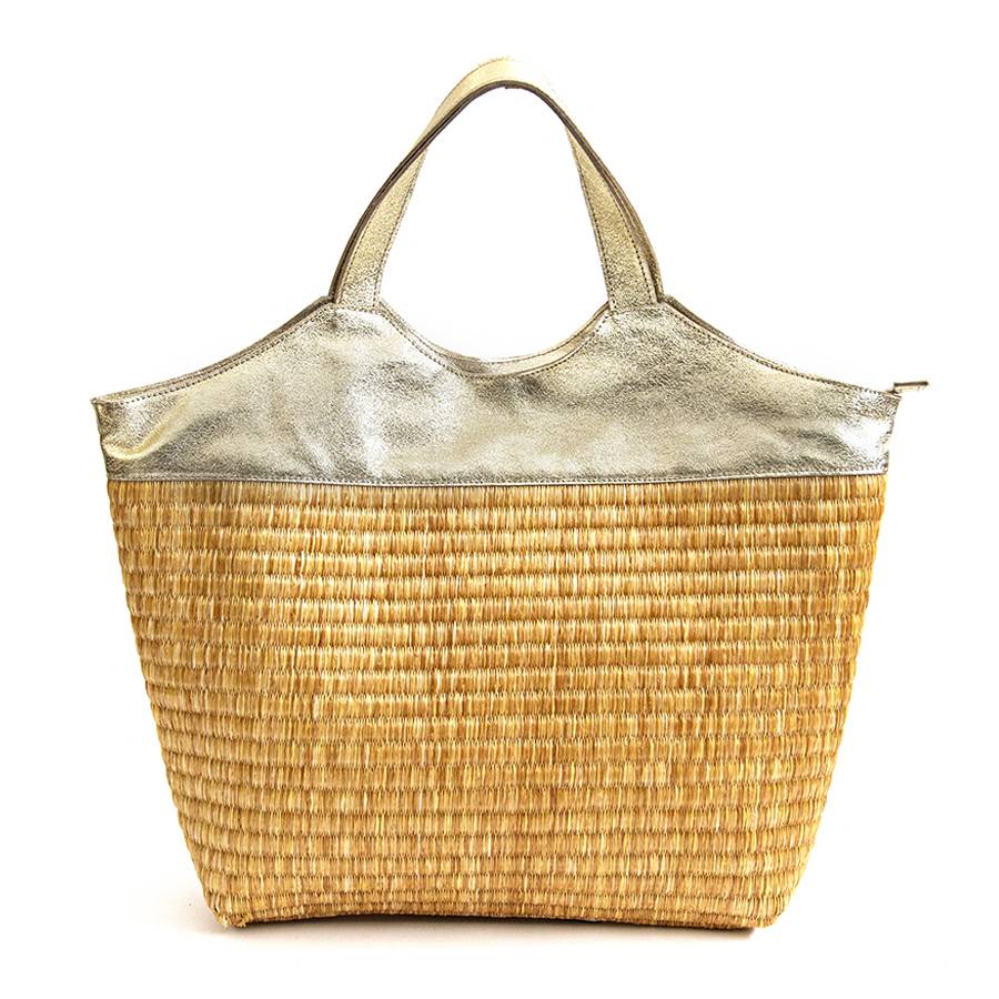Laura Di Maggio ASTRID – borsa in paglia e pelle laminata