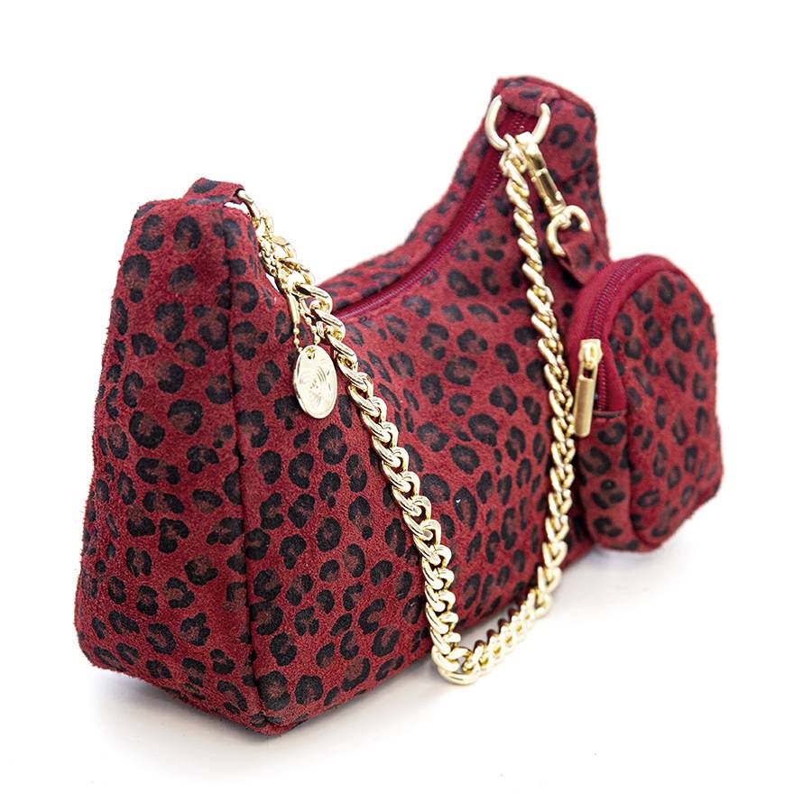 Laura Di Maggio AVANA – Bag In Camoscio Con Stampa Animalier Rossa
