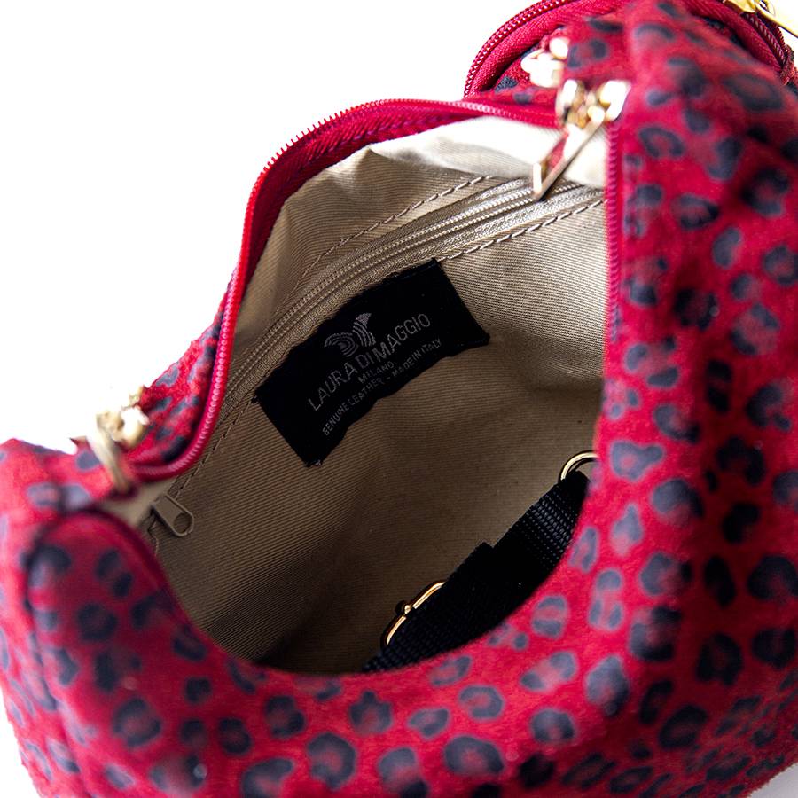 Laura Di Maggio AVANA – Bag In Camoscio Con Stampa Animalier Rossa