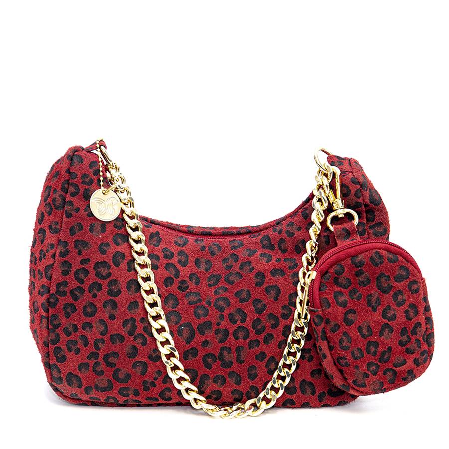 Laura Di Maggio AVANA – bag in camoscio con stampa animalier rossa
