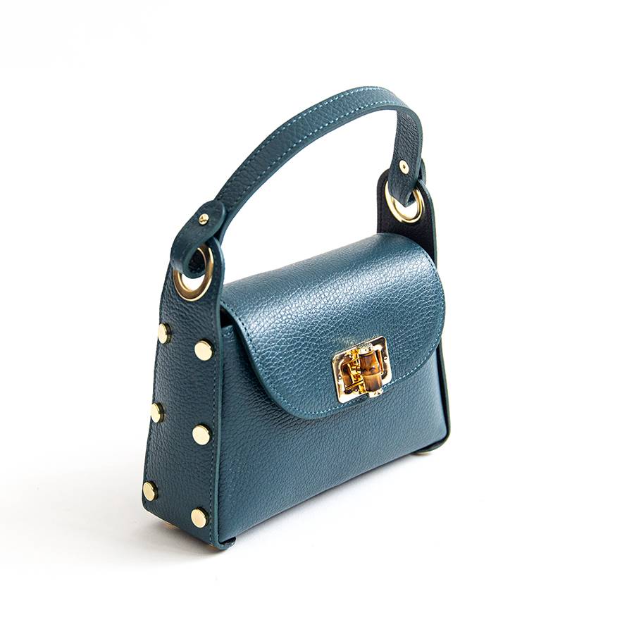 Laura Di Maggio BAMBU’ – Borsetta Con Borchie In Pelle Petrolio