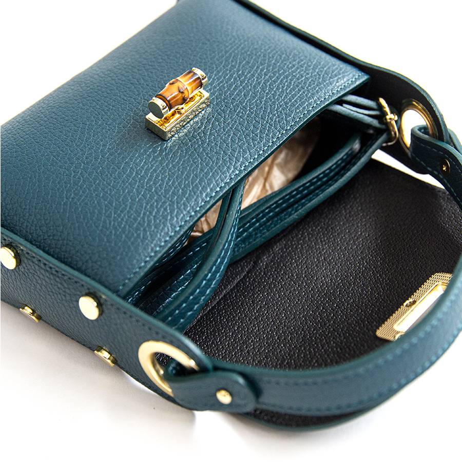 Laura Di Maggio BAMBU’ – Borsetta Con Borchie In Pelle Petrolio