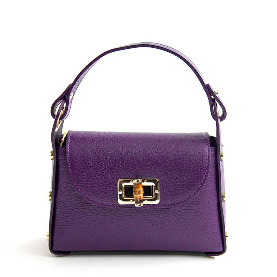 Laura Di Maggio BAMBU’ – borsetta con borchie in pelle viola