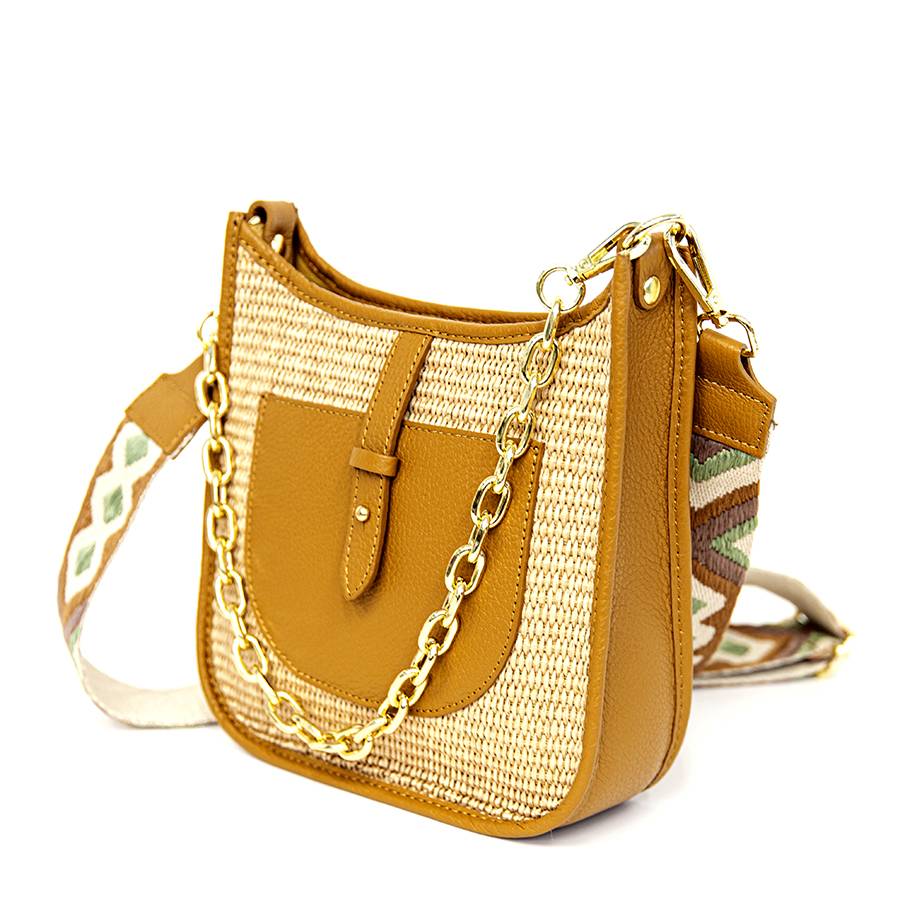 Laura Di Maggio BEA – Borsa In Pelle E Rafia Con Tracolla Nastro