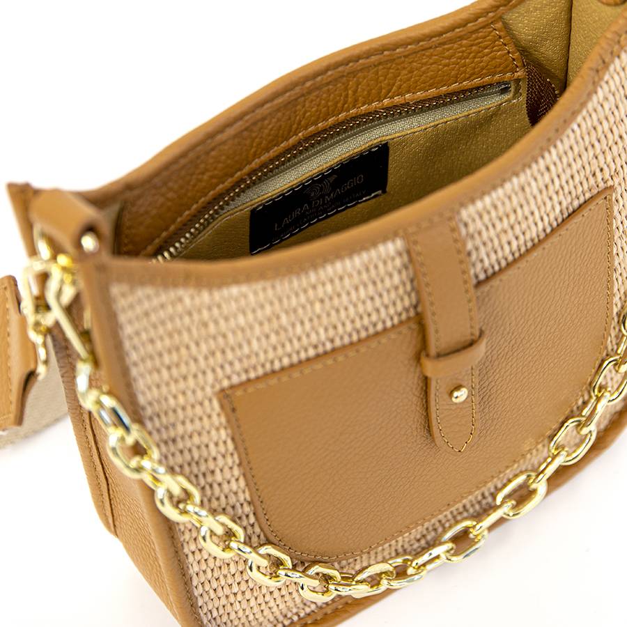 Laura Di Maggio BEA – Borsa In Pelle E Rafia Con Tracolla Nastro