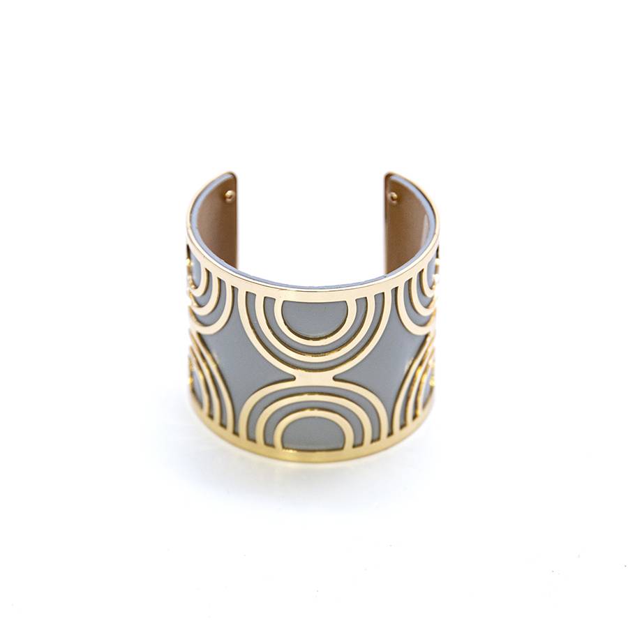 Laura Di Maggio BRACCIALE – azzurro\cuoio montatura oro