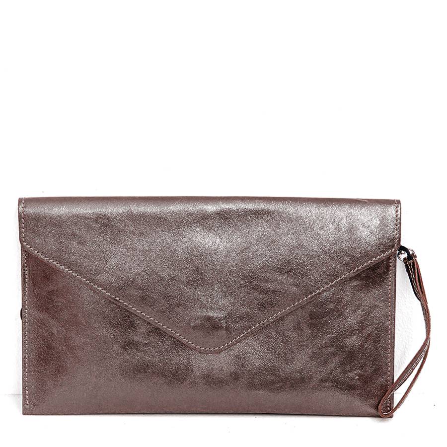 Laura Di Maggio BUSTA – Postina in pelle laminata marrone