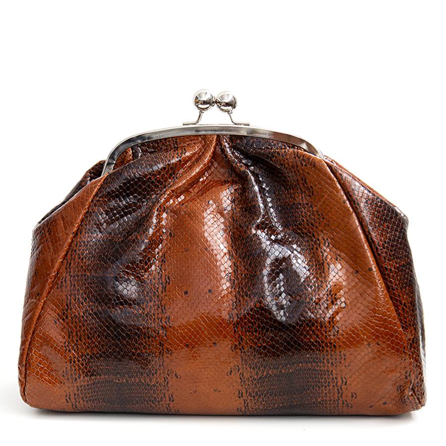 Laura Di Maggio CLUTCH – borsello in pelle stampa pitone marrone