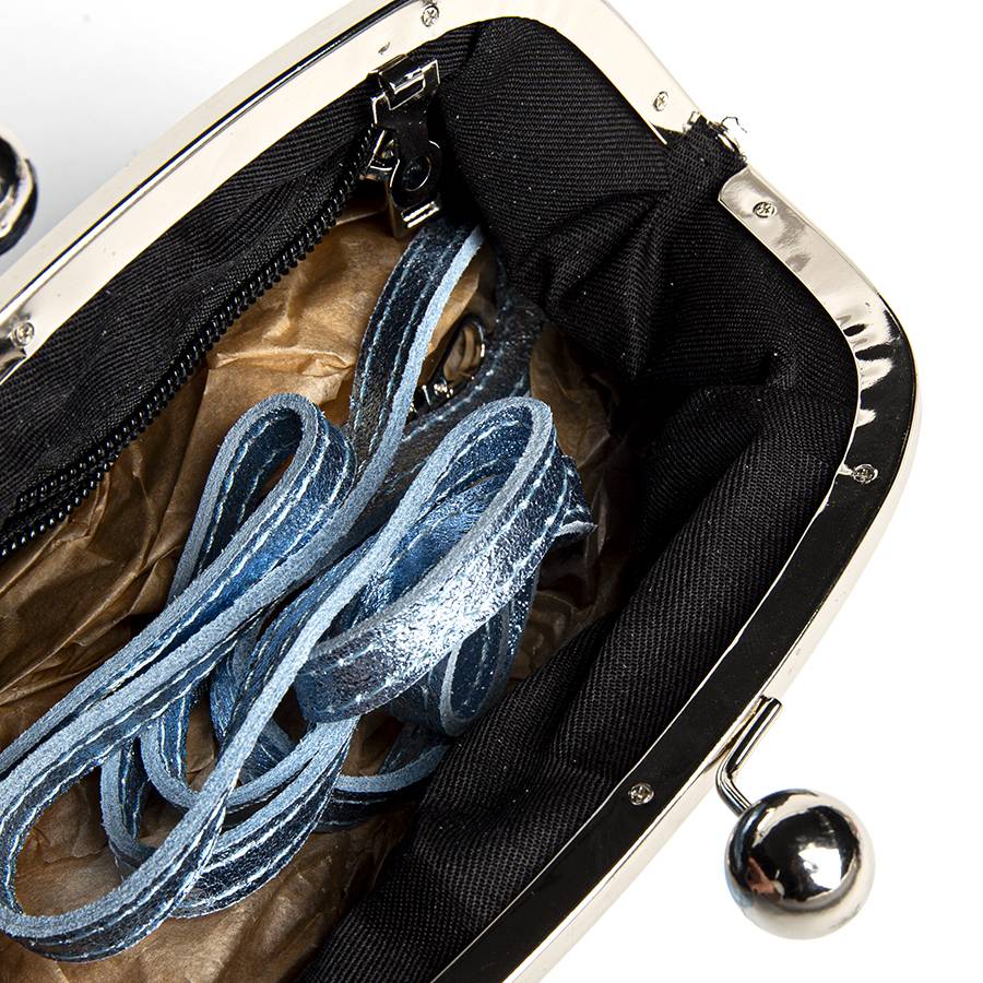 Laura Di Maggio CLUTCH – Borsetta In Pelle Laminata Azzurra