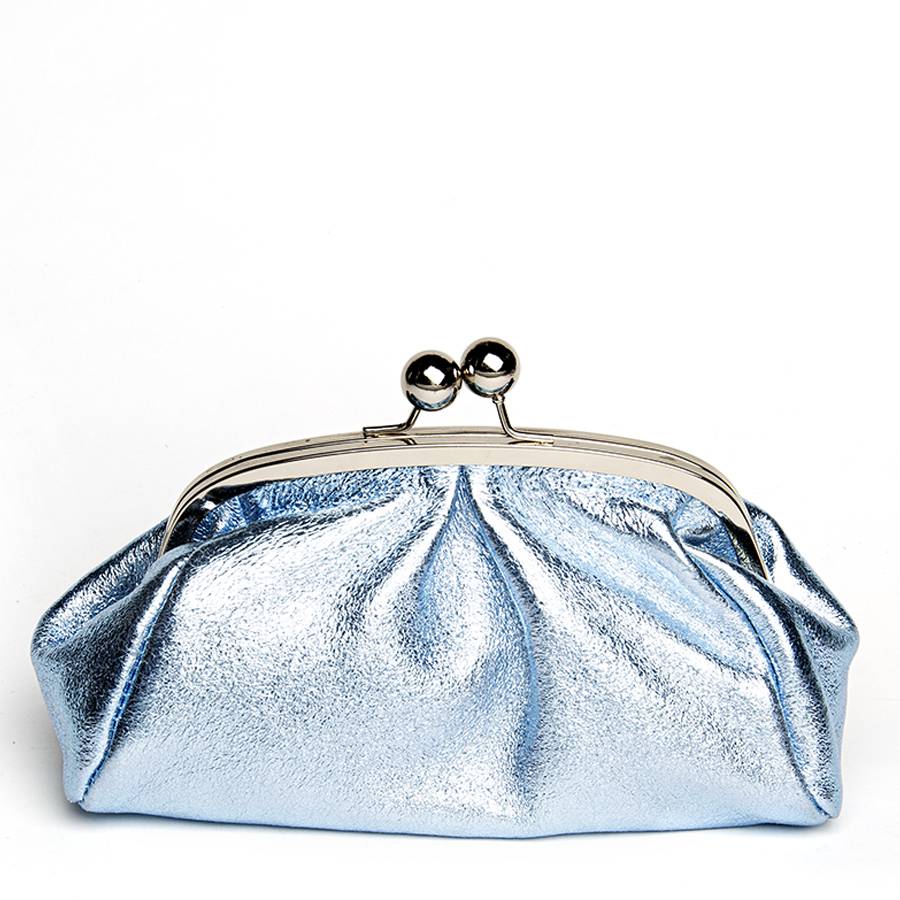 Laura Di Maggio CLUTCH – borsetta in pelle laminata azzurra