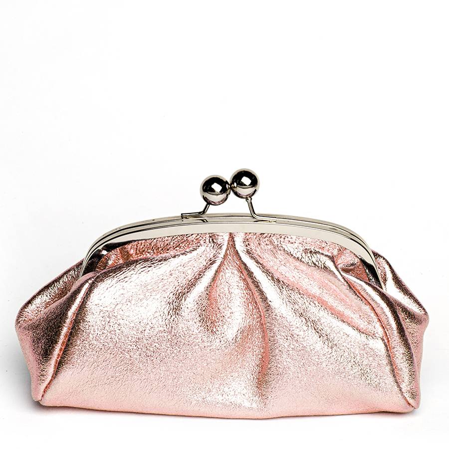 Laura Di Maggio CLUTCH – borsetta in pelle laminata cipria