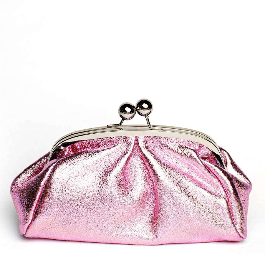 Laura Di Maggio CLUTCH – borsetta in pelle laminata rosa