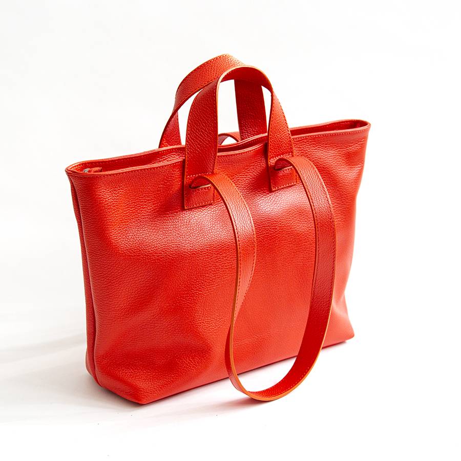 Laura Di Maggio CORA – Shopping Doppio Manico In Pelle Corallo