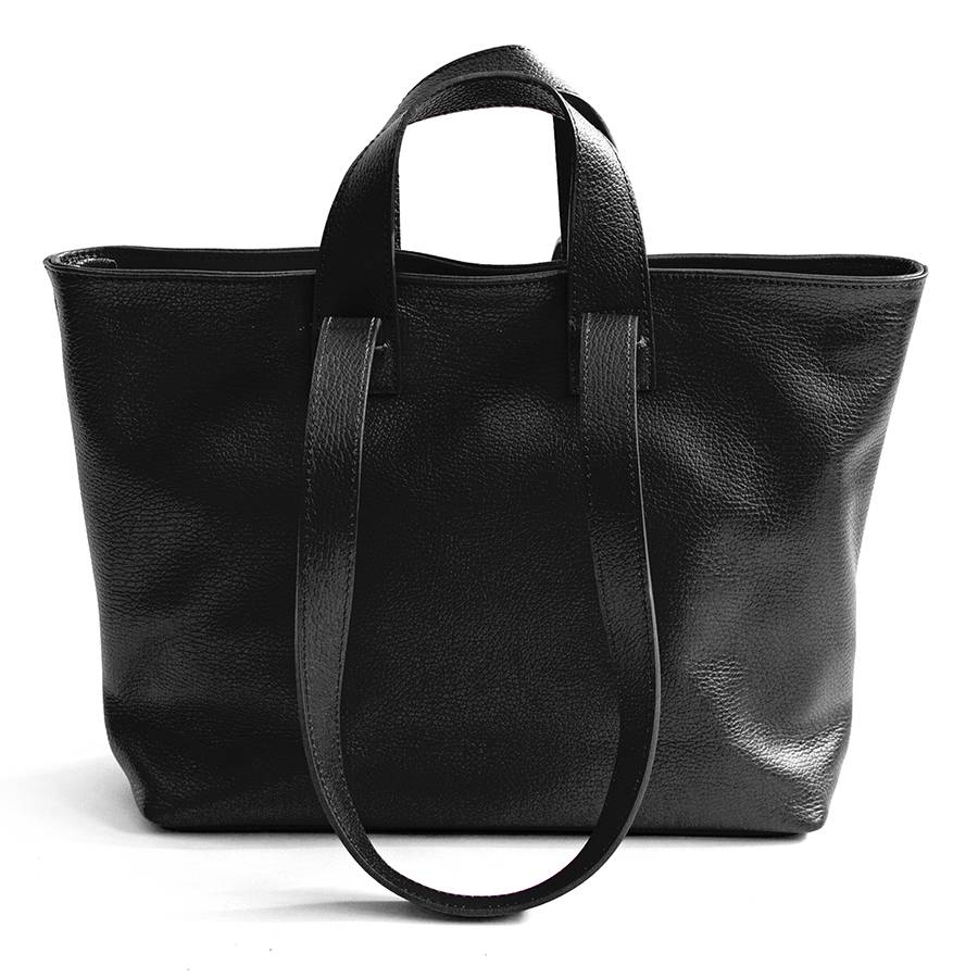 Laura Di Maggio CORA – shopping doppio manico in pelle nera