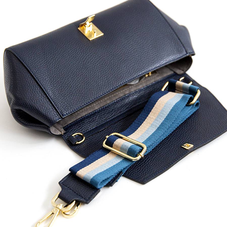 Laura Di Maggio CRETA – Baguette Con Tracolla Nastro Blu Notte