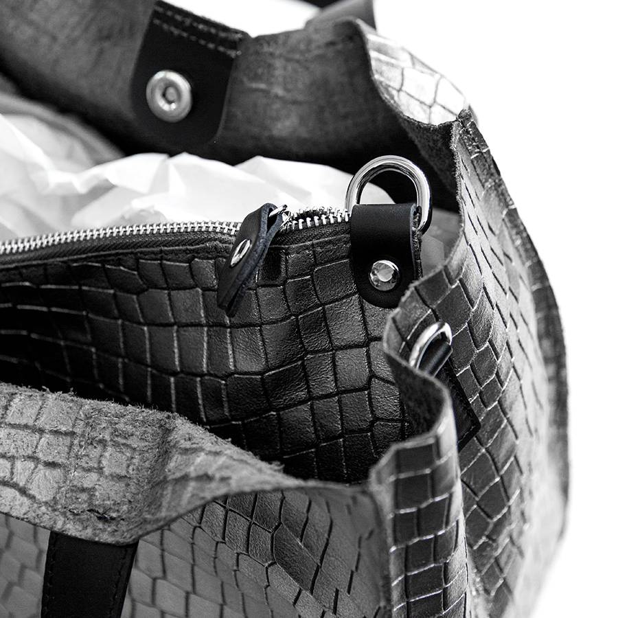 Laura Di Maggio DIAMANTE – Shopping In Pelle Stampa Cocco Laminata Canna Fucile