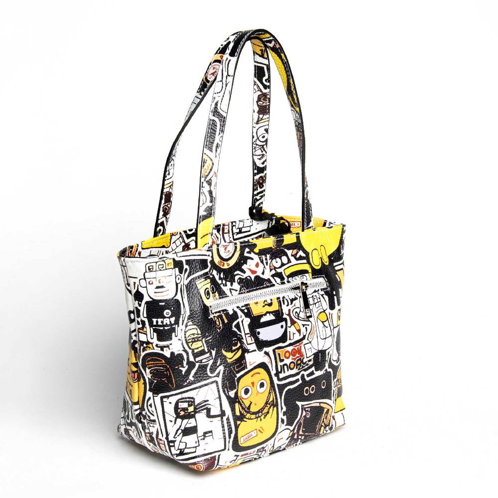 Laura Di Maggio DOODLE – Shopping In Pelle Serigrafata Bianca