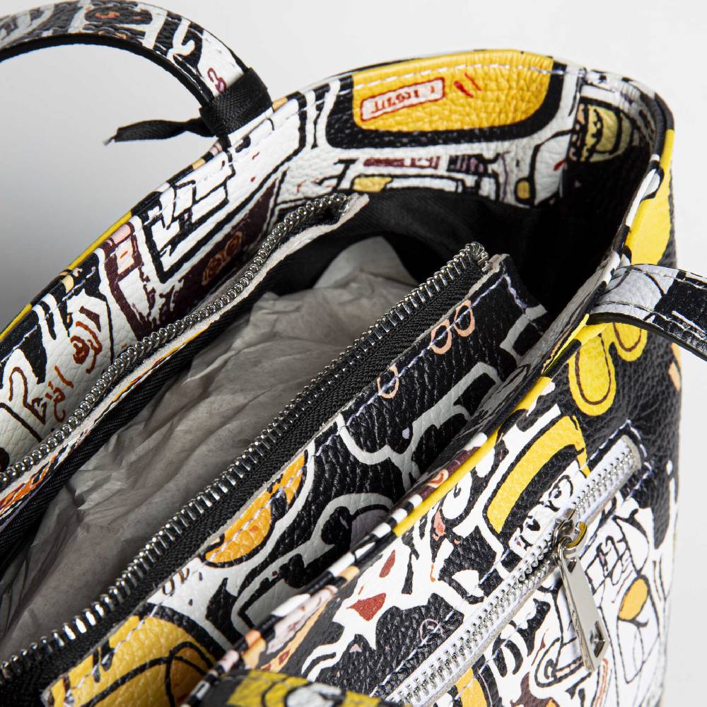 Laura Di Maggio DOODLE – Shopping In Pelle Serigrafata Bianca