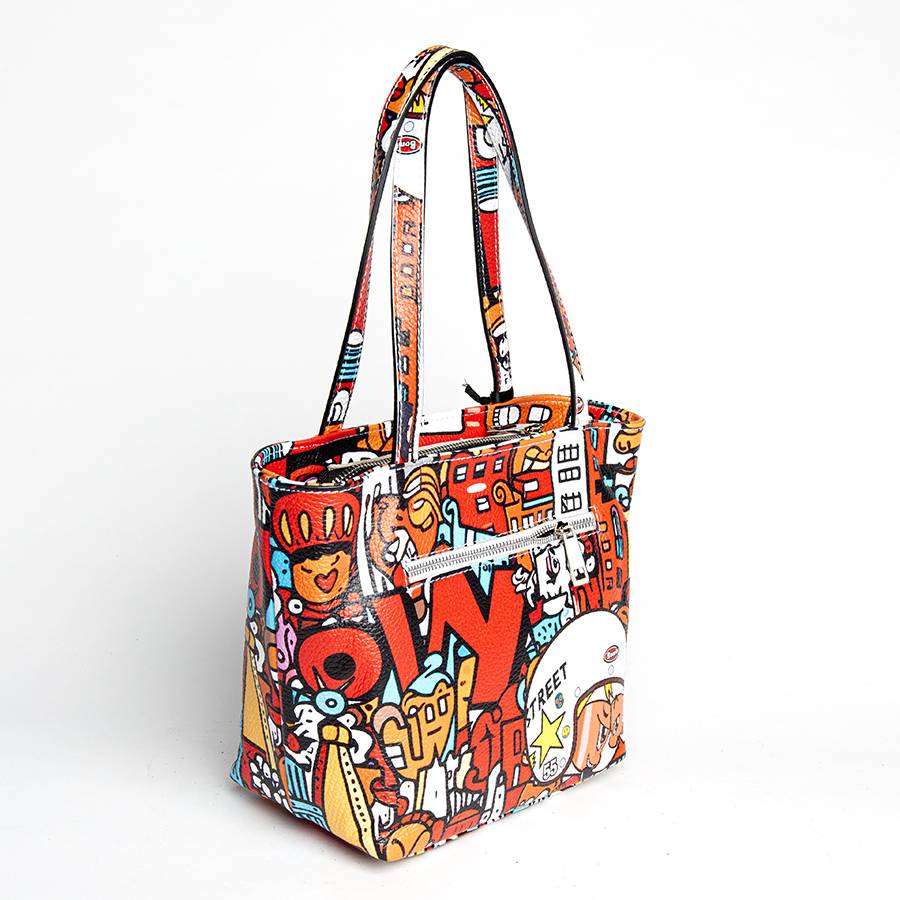 Laura Di Maggio DOODLE – Shopping In Pelle Serigrafata Rossa
