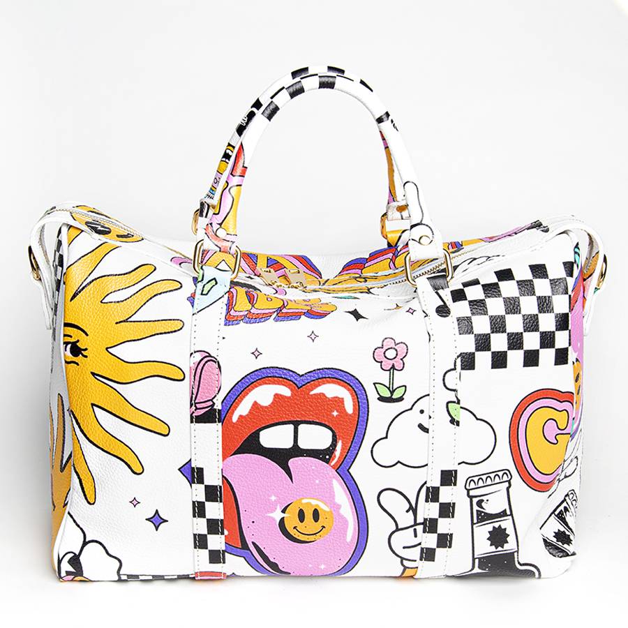 Laura Di Maggio DOODLE TRAVEL – Borsone in pelle serigrafata