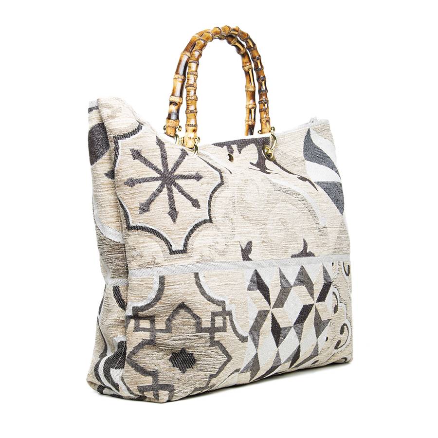 Laura Di Maggio ELISA – Borsa A Mano In Tessuto Stampa Etnica Sabbia