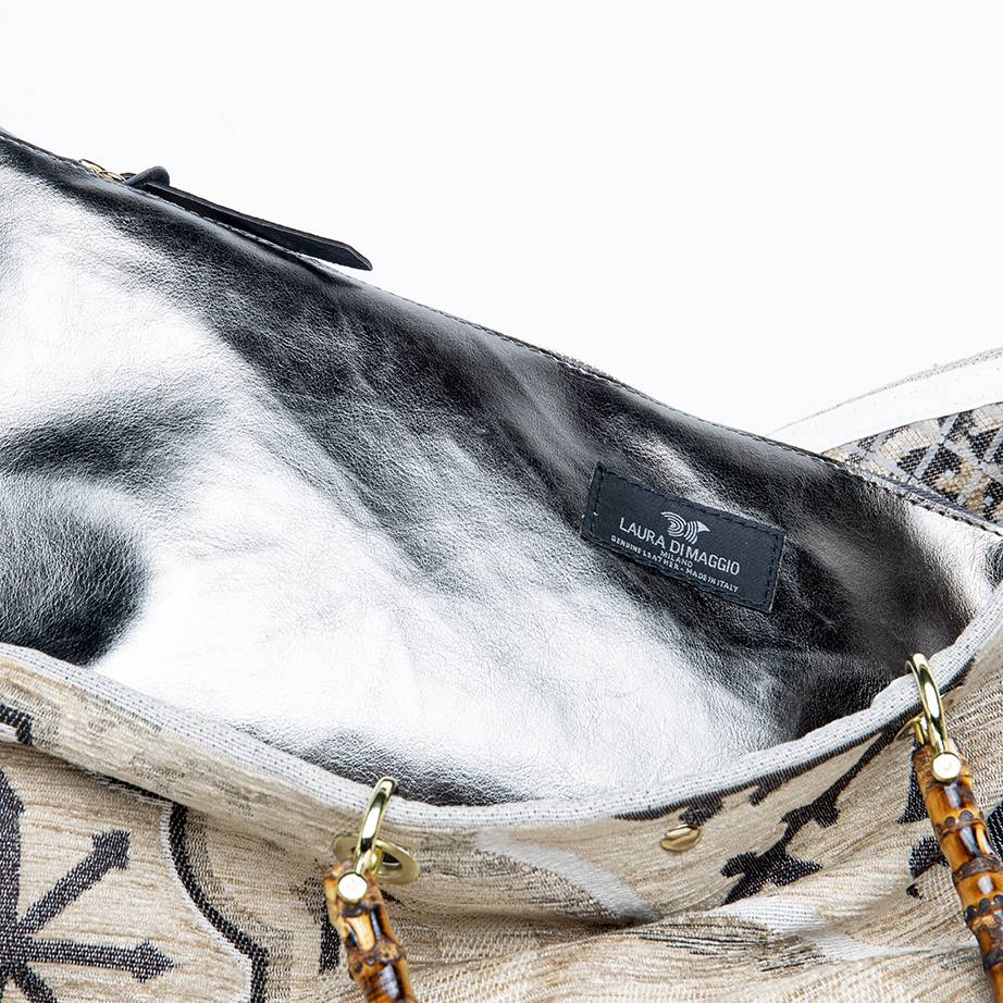 Laura Di Maggio ELISA – Borsa A Mano In Tessuto Stampa Etnica Sabbia