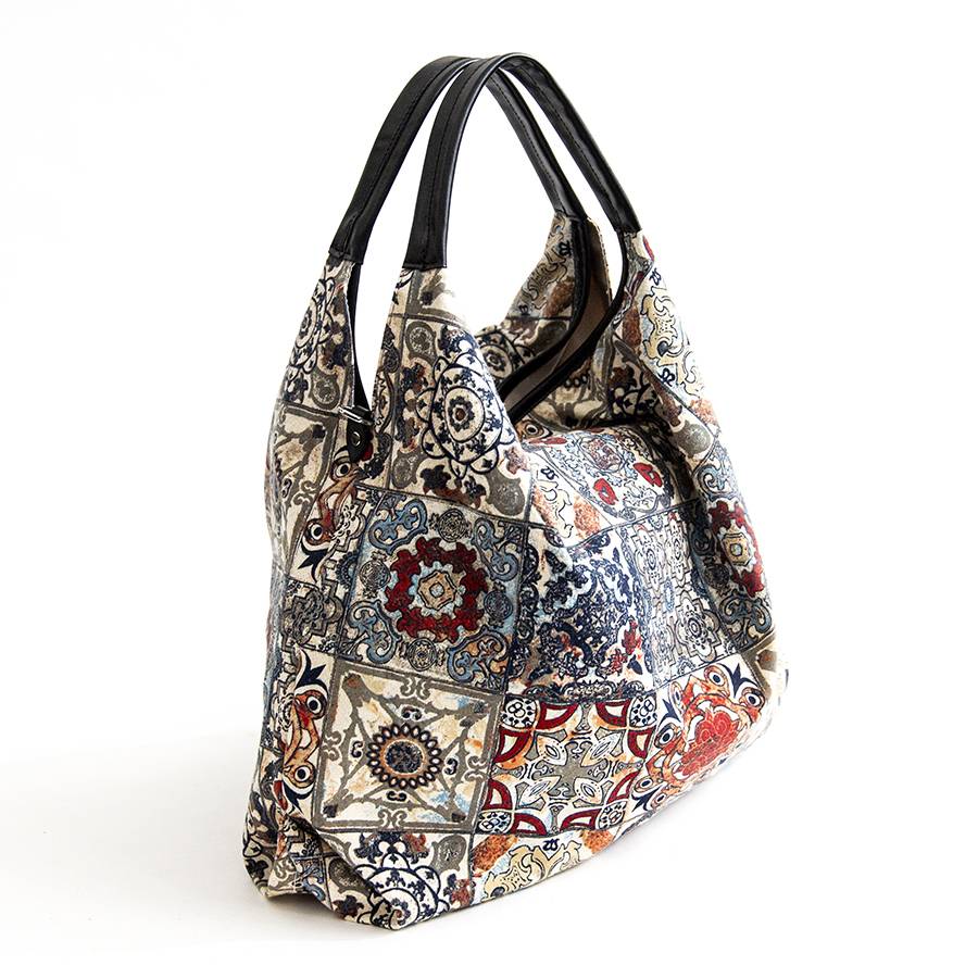 Laura Di Maggio ELSA MAXI – Maxi Sacca In Pelle E Tessuto Multicolore