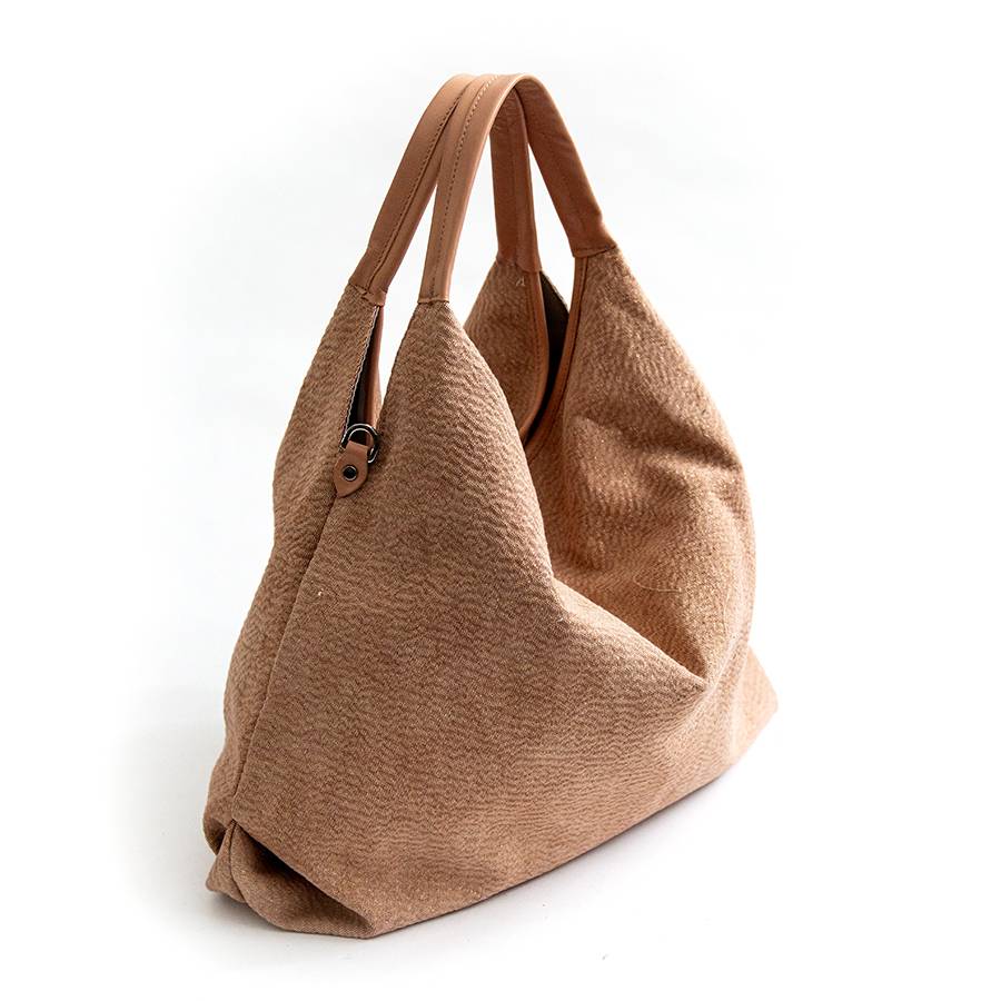 Laura Di Maggio ELSA MAXI – Maxi Sacca In Pelle E Tessuto Rosa Pesca