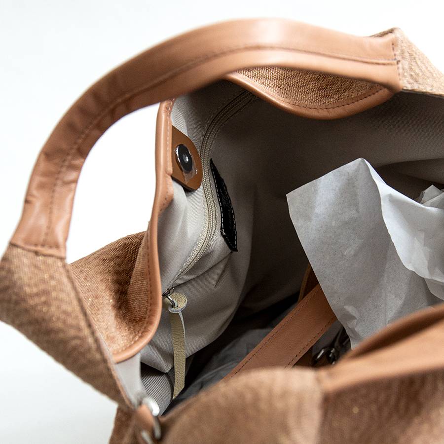 Laura Di Maggio ELSA MAXI – Maxi Sacca In Pelle E Tessuto Rosa Pesca