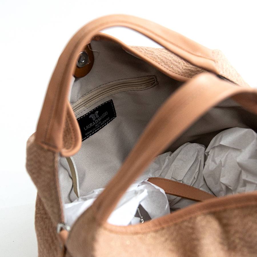 Laura Di Maggio ELSA – Sacca In Pelle E Tessuto Rosa Pesca