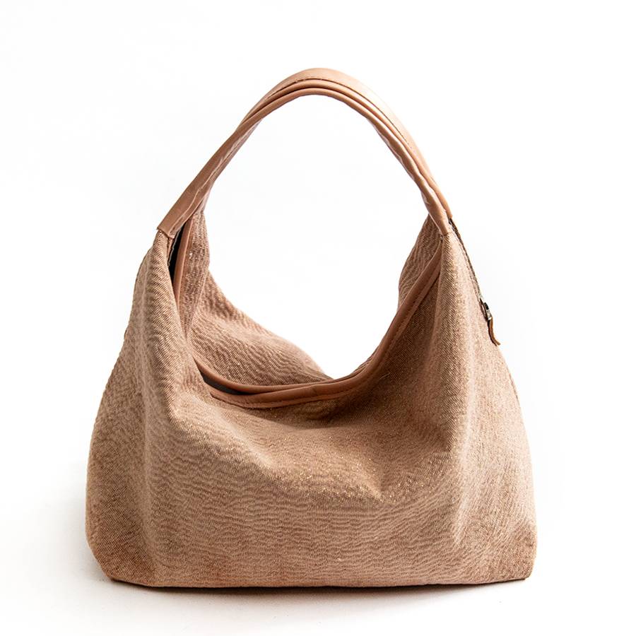 Laura Di Maggio ELSA – Sacca in pelle e tessuto rosa pesca