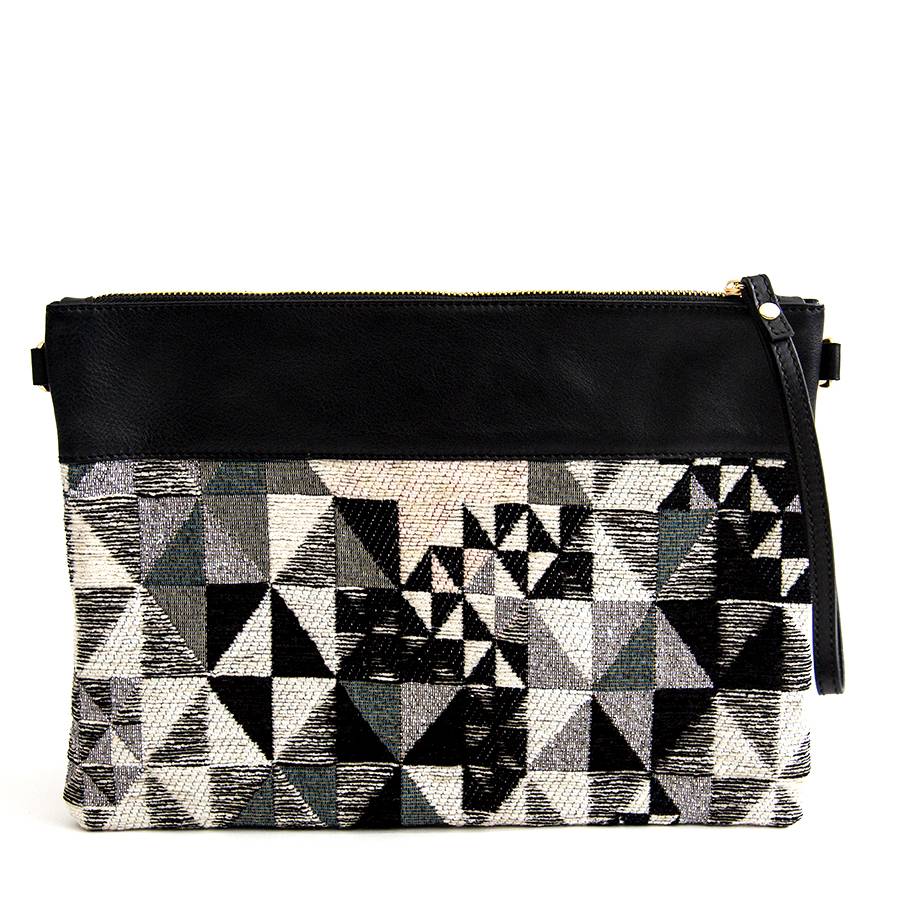 Laura Di Maggio EMILY – busta in pelle e tessuto bianco e nero