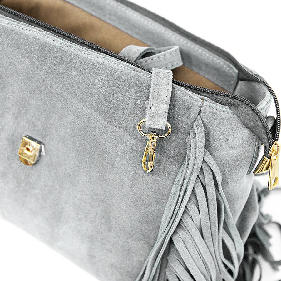 Laura Di Maggio EMMA – Borsa Grigia In Camoscio Con Frange