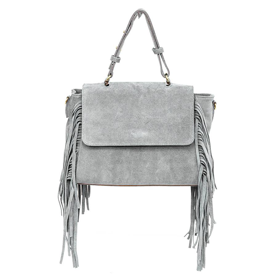 Laura Di Maggio EMMA – borsa grigia in camoscio con frange