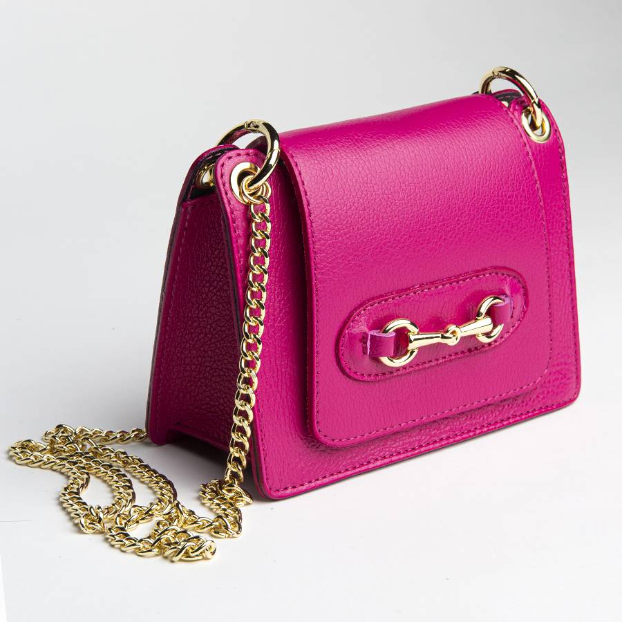 Laura Di Maggio FIONA – Postina In Pelle Con Morsetto Fucsia