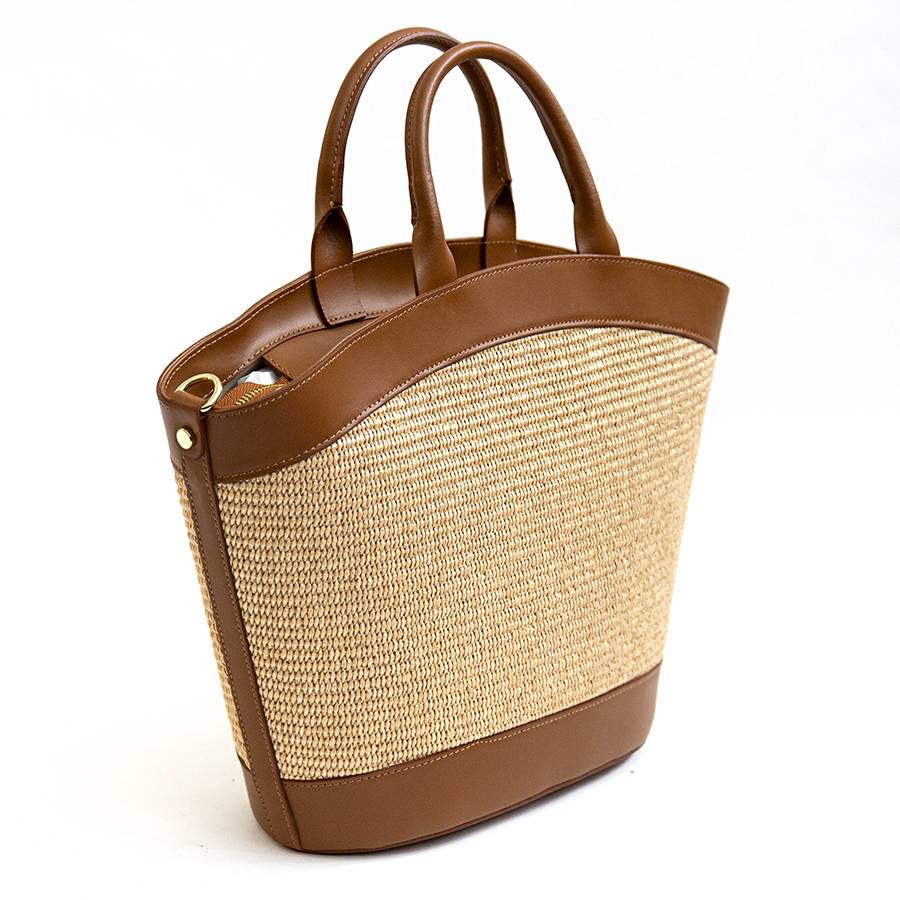 Laura Di Maggio FORMENTERA BIG – Borsa In Pelle E Rafia Cuoio